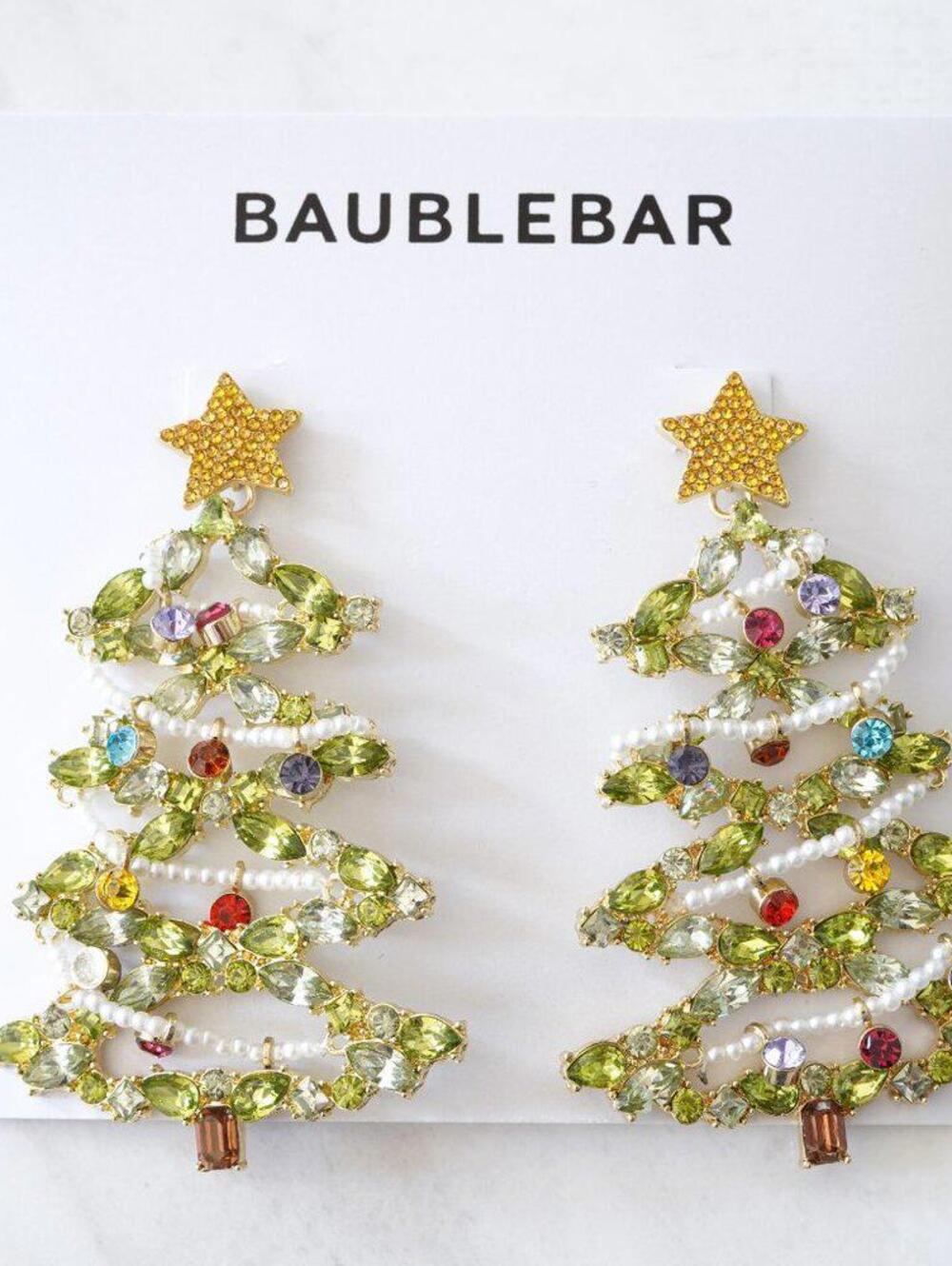 BaubleBar Christmas Tree Statement Earrings